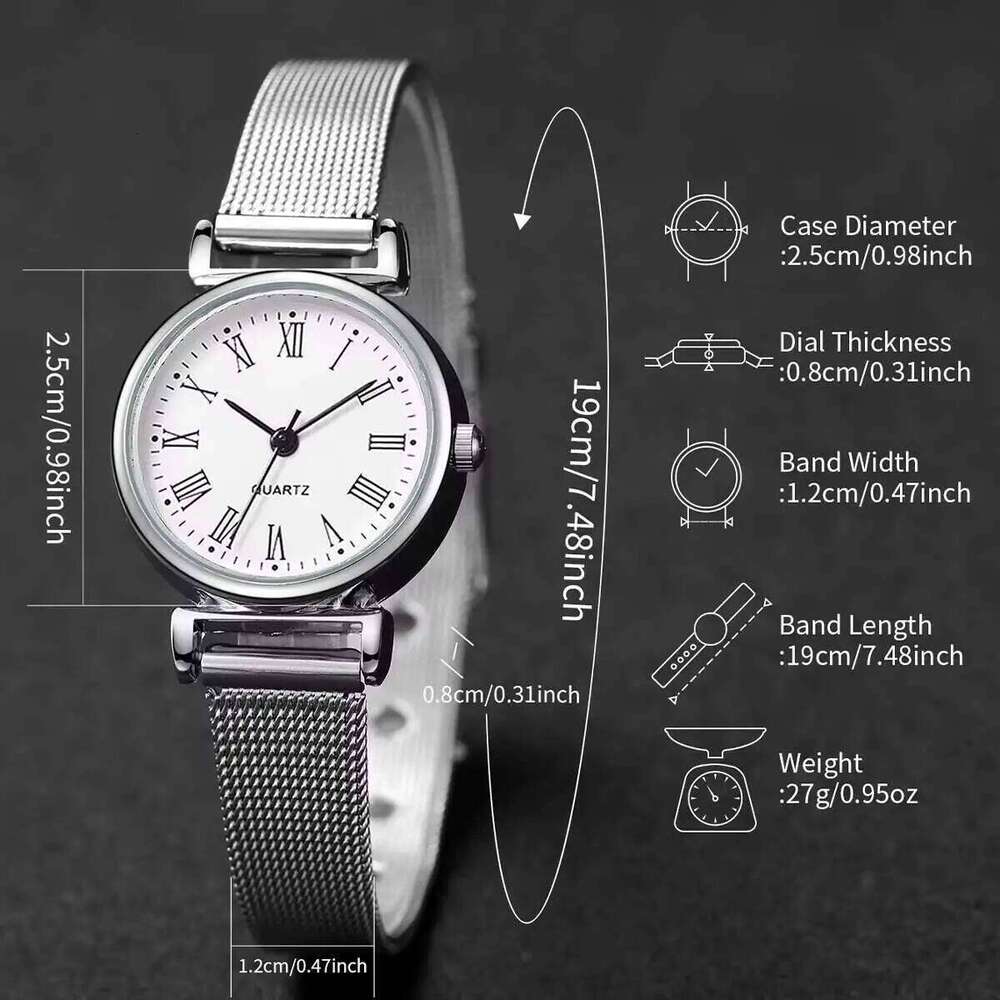 Fashion Roma Dial Women Quartz Casual Mesh Band Ladies Wristes Reloj MujerWithout Box H260228