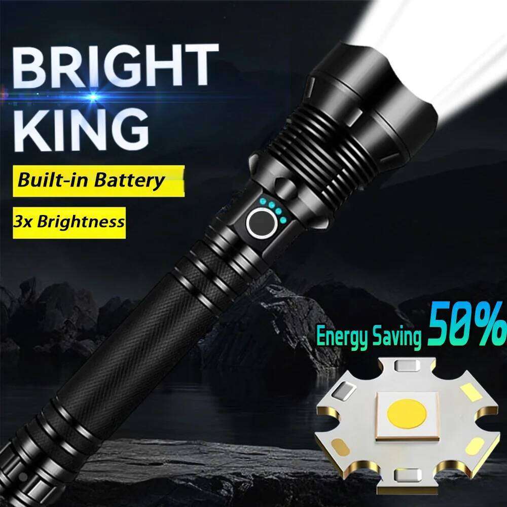 High Power LED Flashlight Super Bright Lantern Zoom Tactical Torch USB Rechargeable Powerful Hand Lamp Camping Outdoor Fishing Z260301
