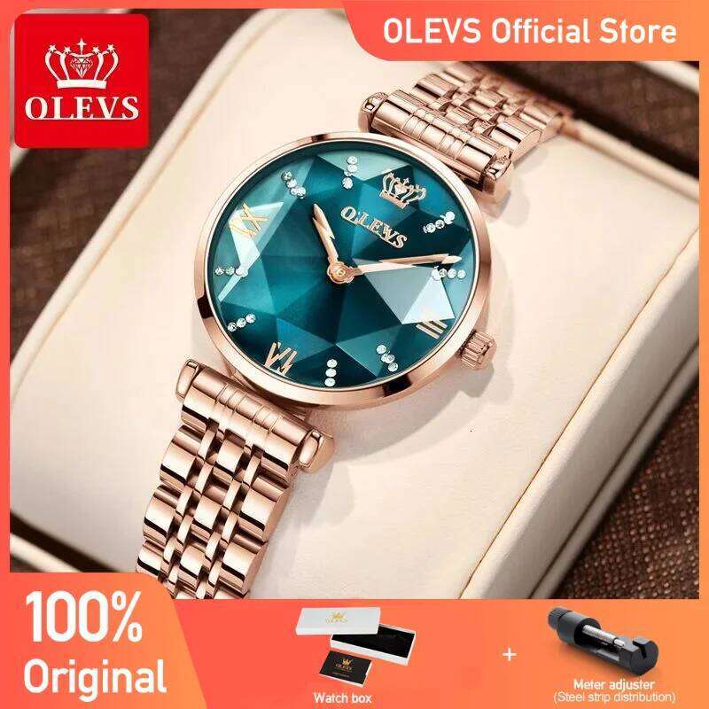 OLEVS New Luxury Jewel Quartz es Waterproof Stainless Steel Strap For Women Fashion Date Clock Diamond Mirror H260228