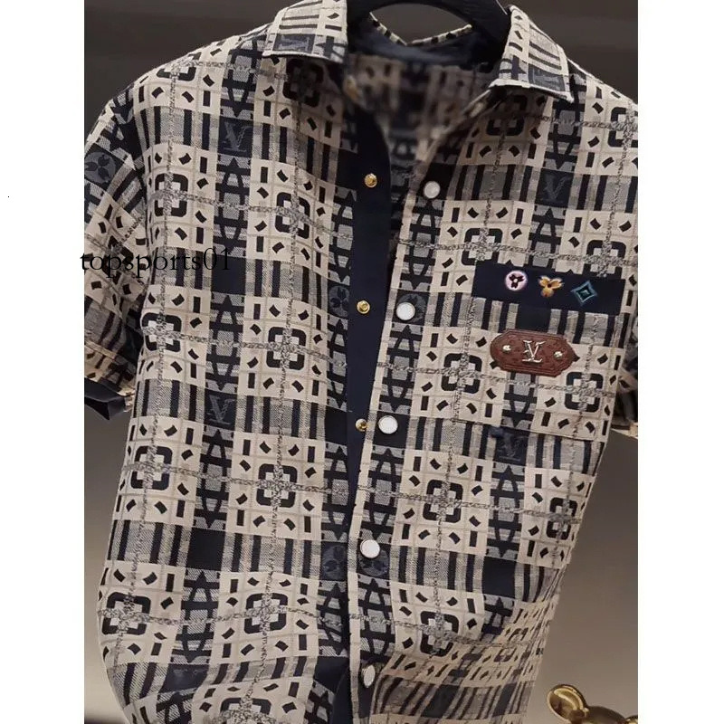 2025 Spring Summer New Luxury High-end Short Sleeve Men's Fashionable Handsome Casual Versatile Printed Shirt Trend