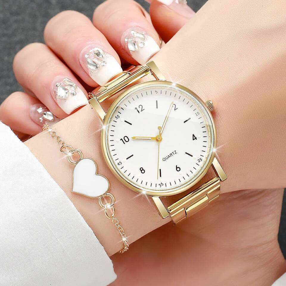 2/4PCS Fashion Arabic Dial Women es Simple Quaretz Wrist with s Set Reloj MujerWithout Box H260228