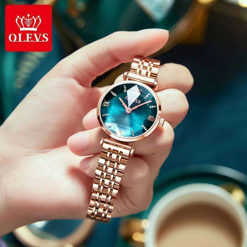 OLEVS New Luxury Jewel Quartz es Waterproof Stainless Steel Strap For Women Fashion Date Clock Diamond Mirror H260228