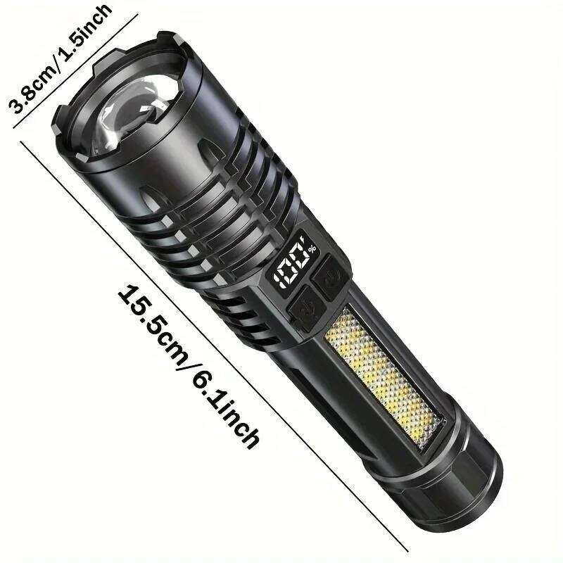 100W High Power Rechargeable Led Flashlight Very Strong With Side Light Torch Portable Emergency Lighting For Camping Hiking Z260301