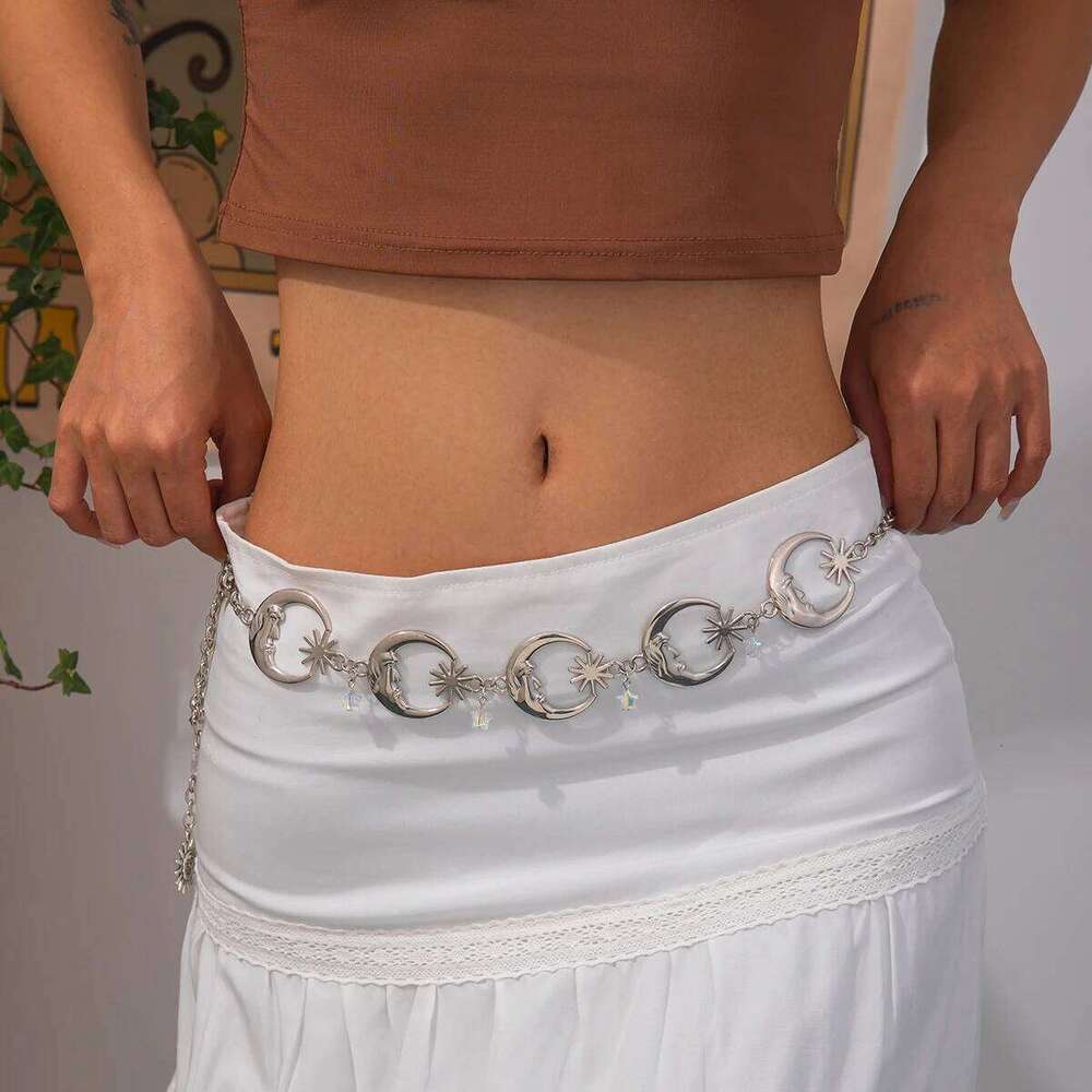 SHIXIN Hip Hop Moon Star Belt Waist Belly for Women Punk Adjustable Lobster Buckle Pants Chain Summer Beach Body Jewelry H260228
