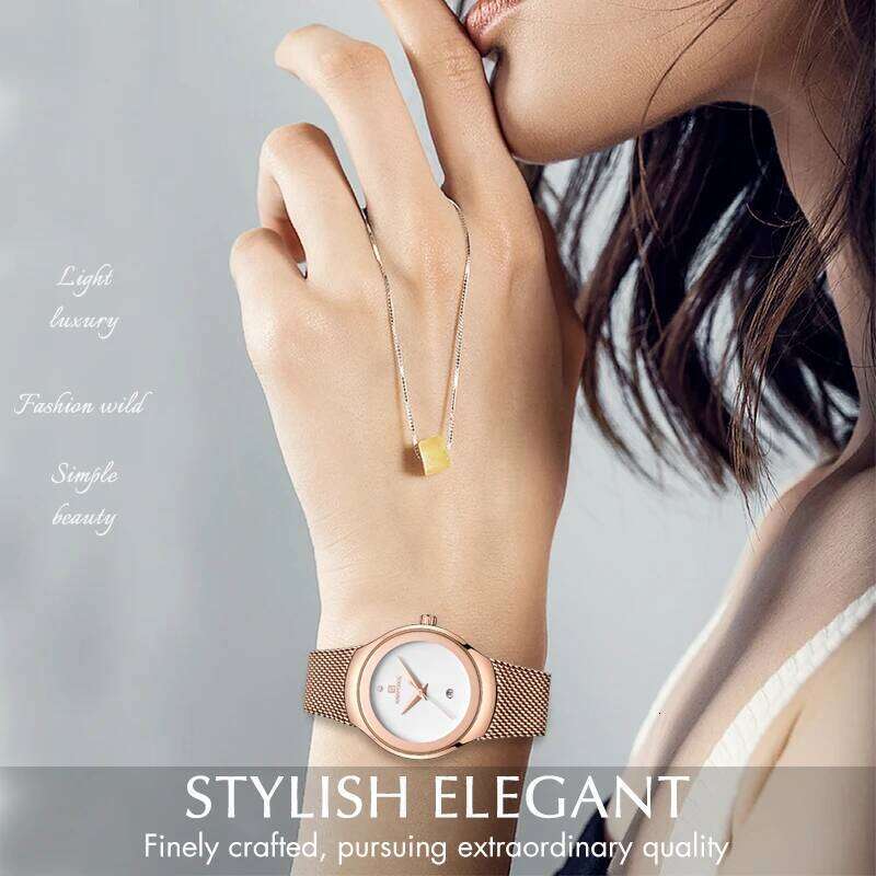 NAVIFORCE Women Fashion Dress Quartz es Lady Stainless Steel Waterproof Wrist Simple Girl Clock Relogio Feminino H260228