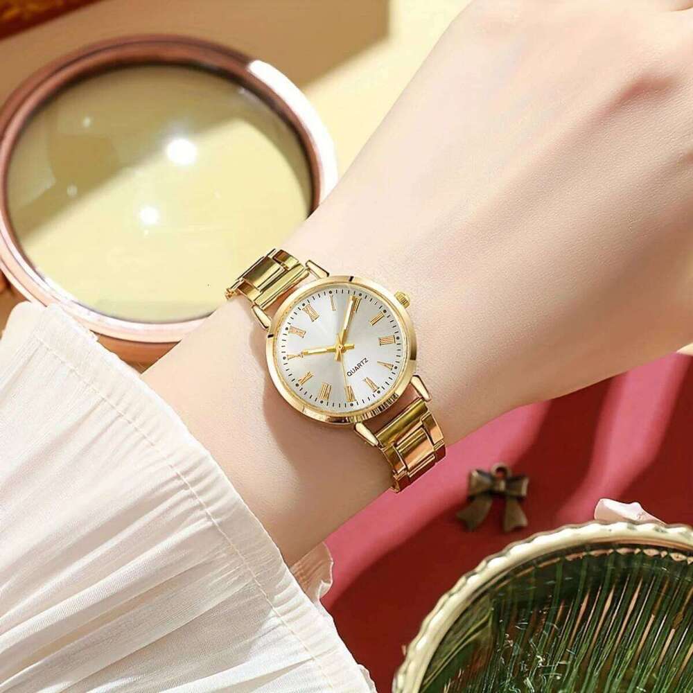 6pcs/set Elegant Women Quartz Fashion Simple Dial Ladies Wrist Rhinestone Jewelry Set Reloj MujerWithout Box H260228