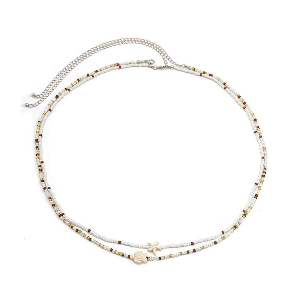 KunJoe 2Pcs Bohemian Turtle Sea Star Waist Set for Women Summer Bikini Small Seed Beads Belly Chain Beach Body Jewelry H260228