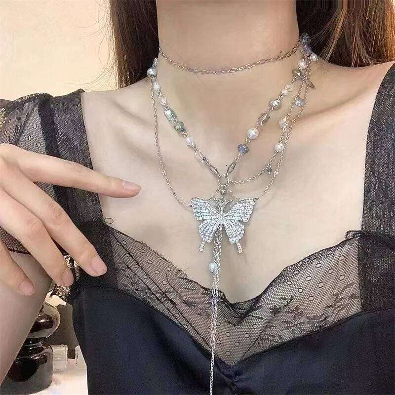 Simple Shiny Butterfly Waist Chain For Women Multilayer Pearl Tassel Metal Body Belly Chains Summer Beach Party Jewelry Gifts H260228