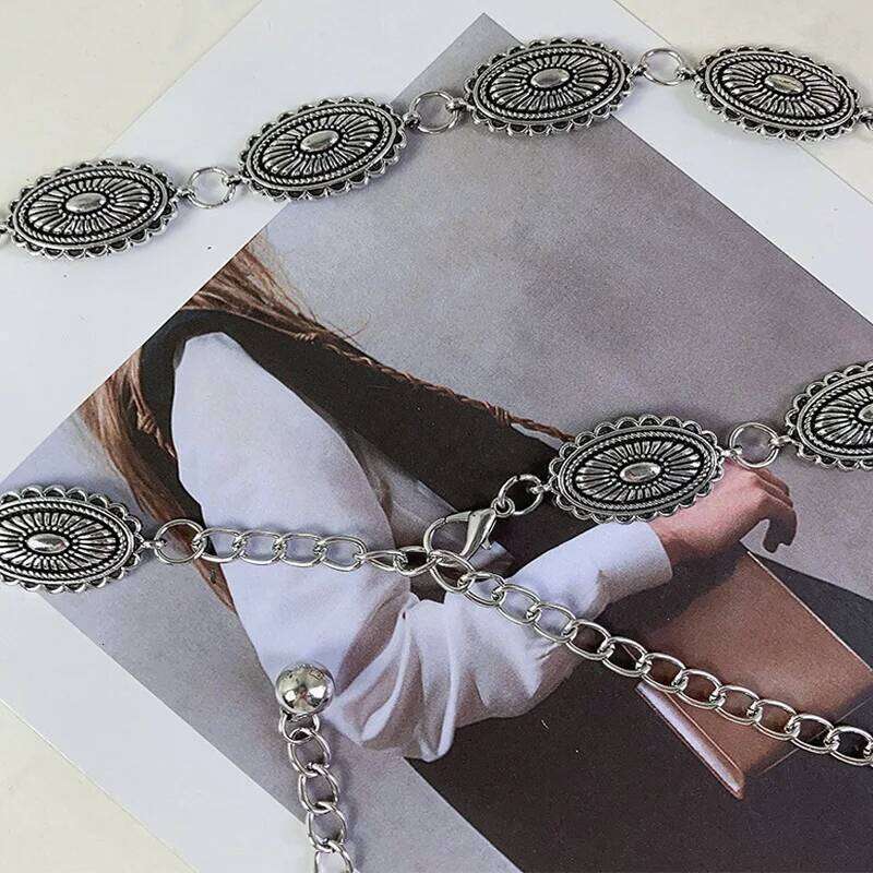 Boho Vintage Metal Carving Waist Chain For Women Ethnic Style Retro Versatile Belly Body Chains Dress Sweater Waistband Jewelry H260228
