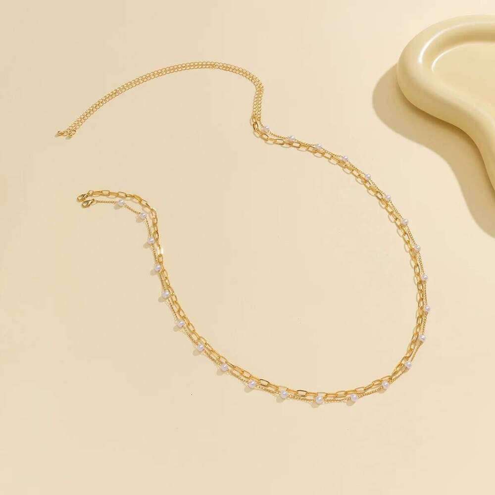Retro Sweet Imitation Pearl Hollow Cross Waist Chain 2025 Multi Layer Simple Gold Color Metal Girl Fashion Charm Jewelry H260228