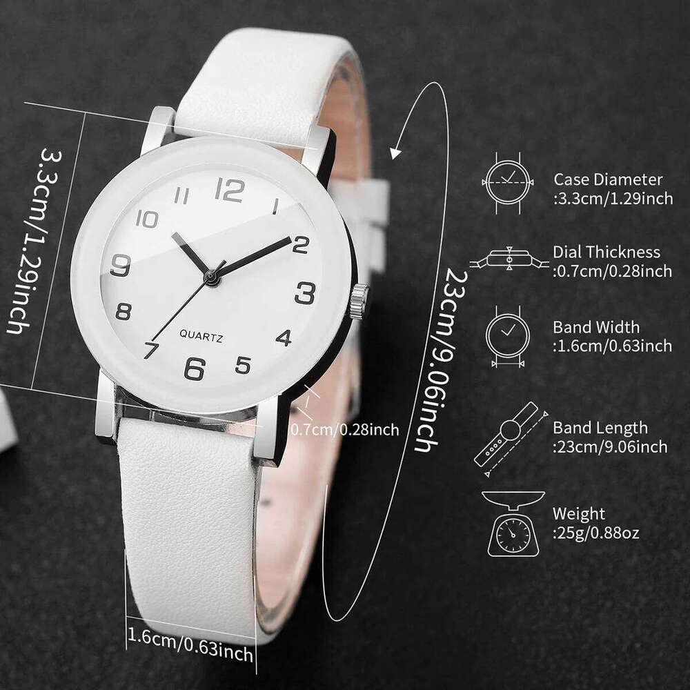 2/4PCS Fashion Women es s Set Simple Arabic Dial Leather Strap Quartz Wrist Reloj Mujer Girls Without Box H260228