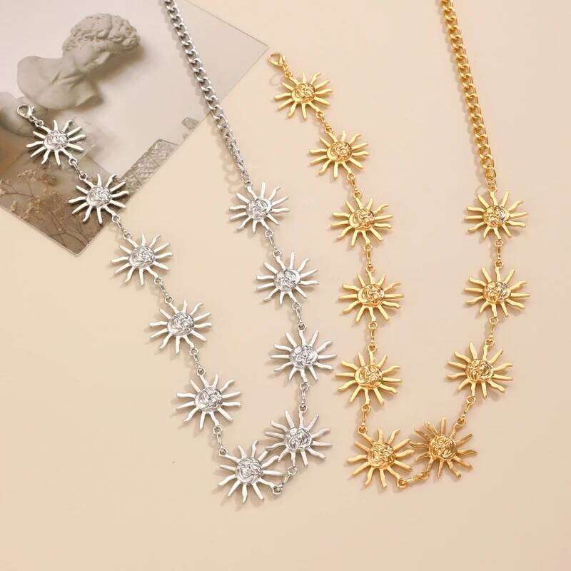 Fashion Metal Sun Women's Adjustable Durable Retro Waist Gold/Silver Carved Chain Belt H260228