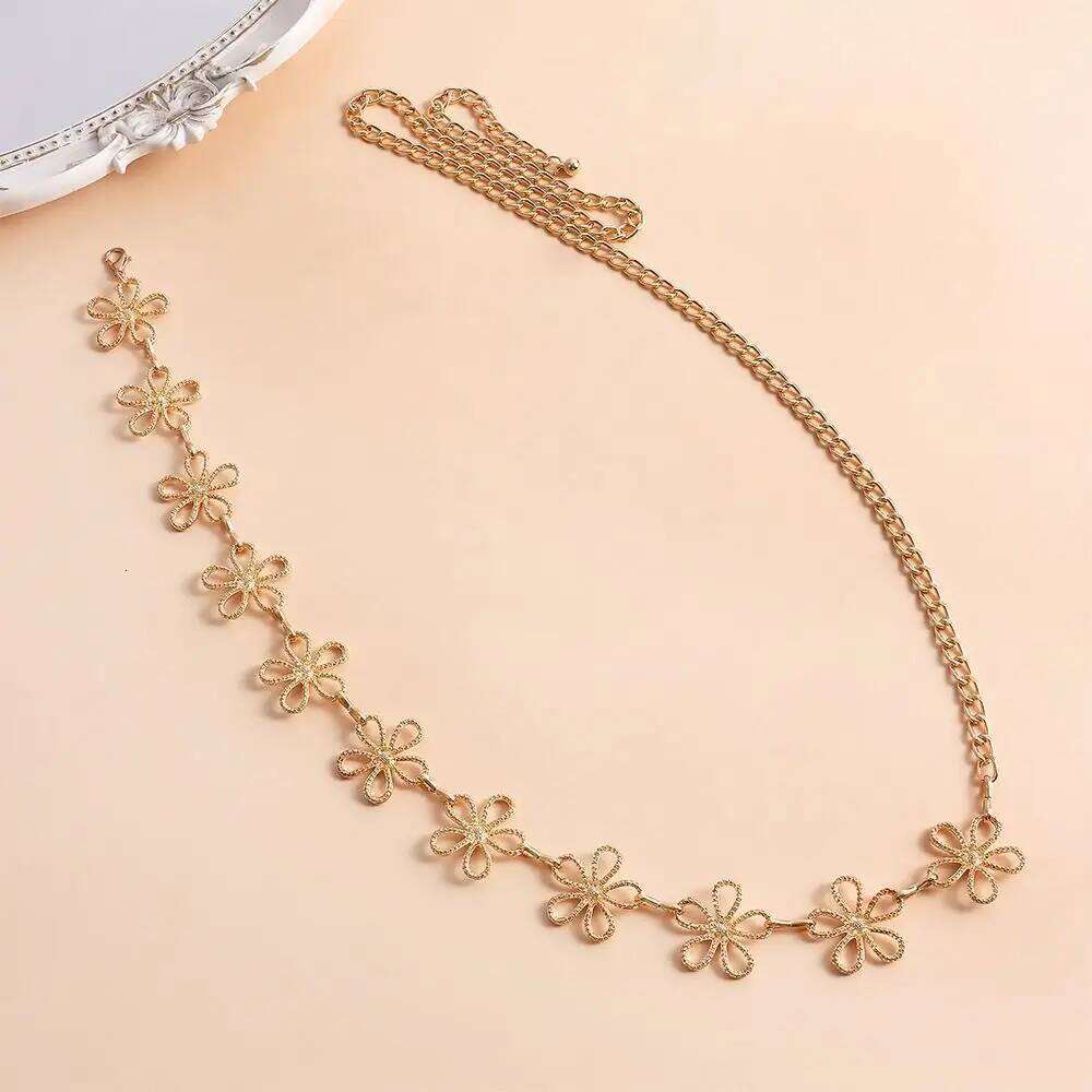 Punk Vintage Metal Flower Waist Chain for Women Summer Beach Bikini Belly Belt Y2K Jewelry Accessories H260228