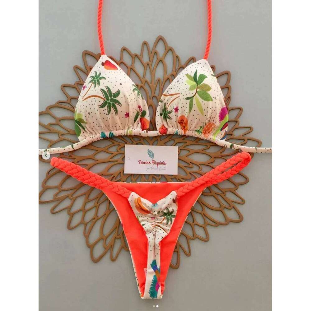 Micro Bikinis 2026 Push Up Women Swimsuits Sexy Swimwear Brazilian Bikini Set Lace-up Biquini Swimsuit Print Summer Beachwear Z260301