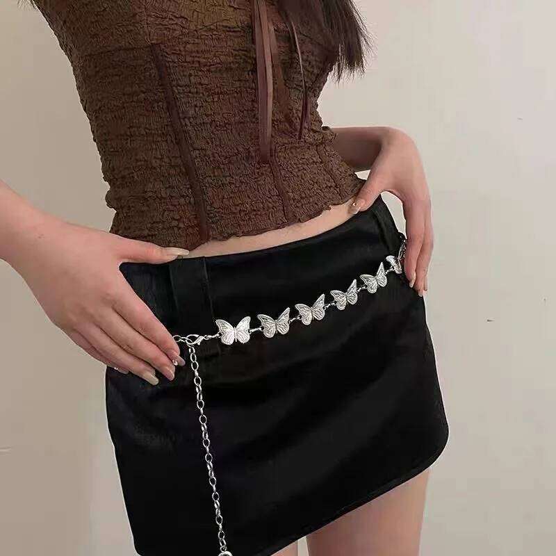 Fashion Belt Female Waist Chain Adjustable Punk Metal Butterfly Desinger Belts for Women Sweet High Quality Jewelry H260228