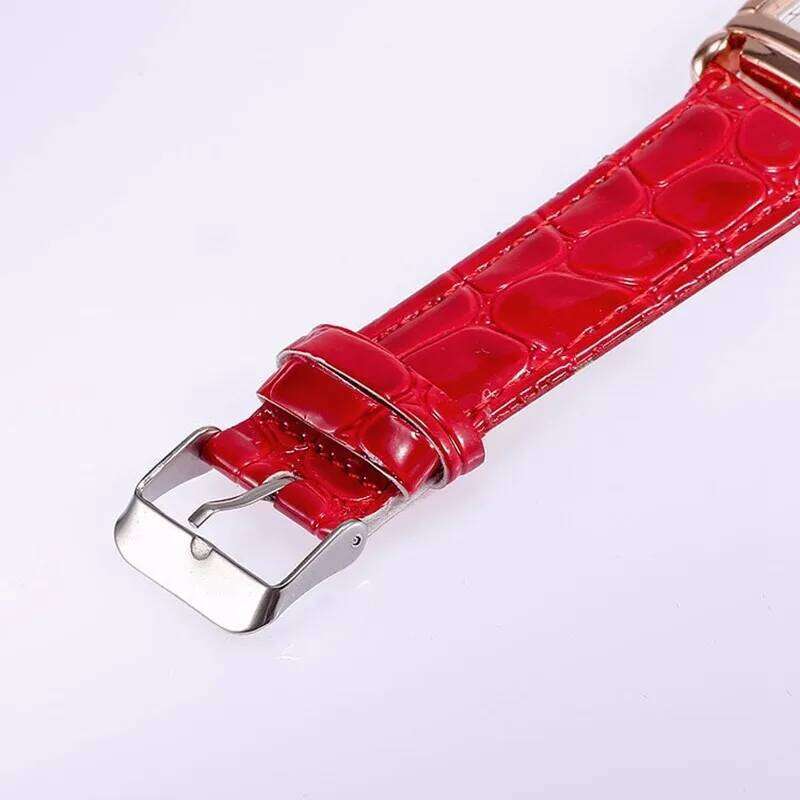 Fashion Women es Luxury Metal Rose Gold Square Ladies Quartz Wrist Rectangle Red Leather Female Clock H260228