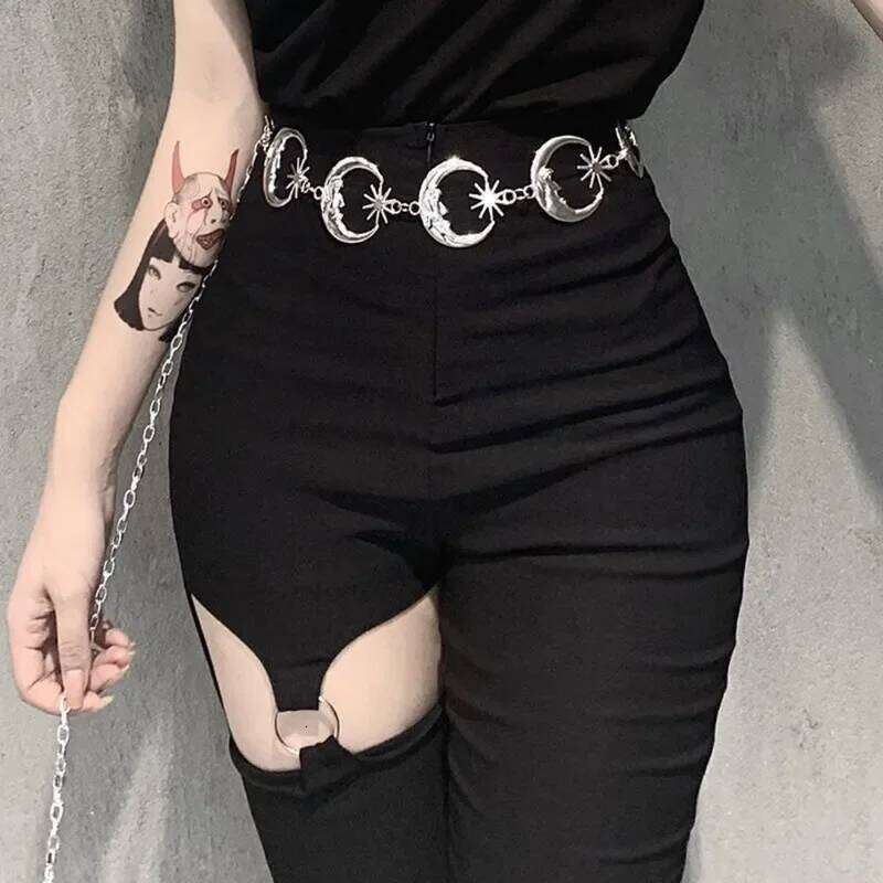 Gold Chain Belt Female Waist Moon Sun Metal Belts For Women Punk Dress Waistband Gothic Jeans Accessory Long Ketting Riem H260228