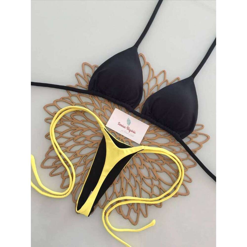 Micro Bikinis 2026 Push Up Women String Swimwear Brazilian Bikini Set Halter Biquini Floral Swimsuit Solid Beachwear Z260301