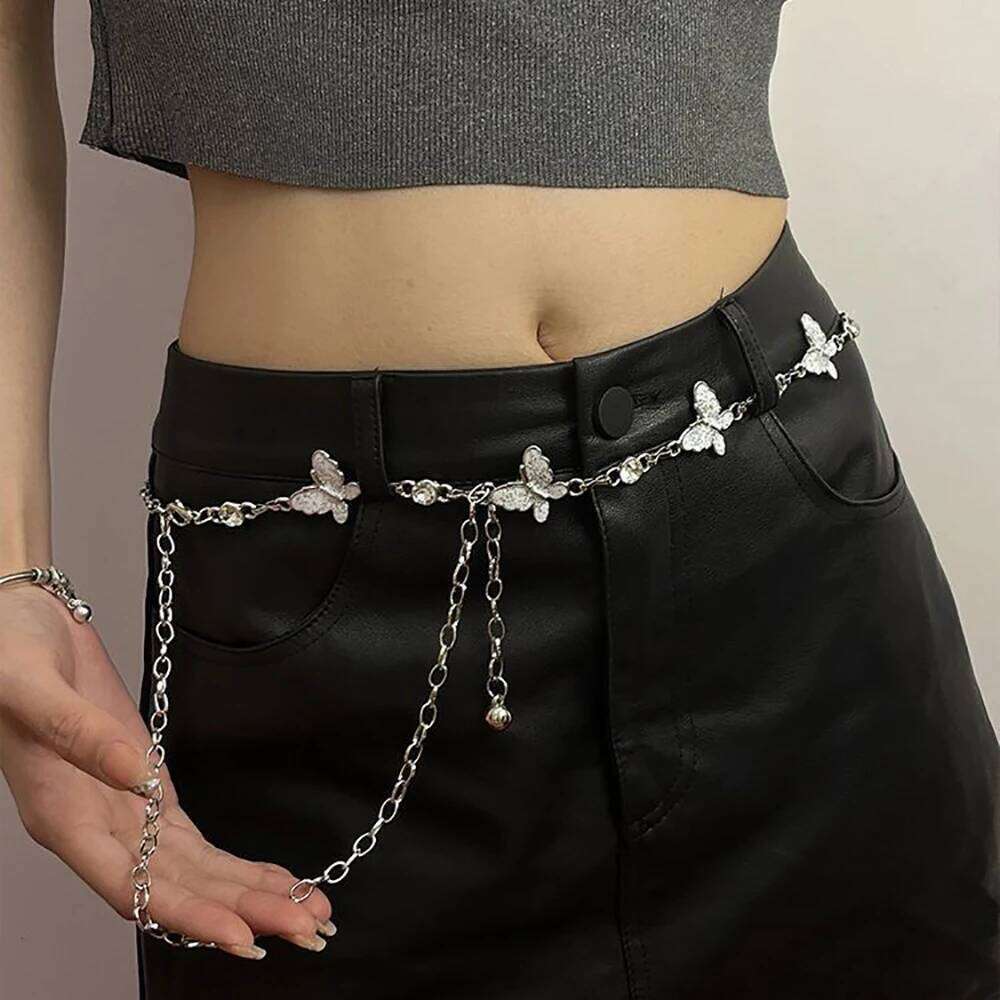 Fashionable Single-layer Retro Style Black And White Butterfly Waist Women's Body Chain Jewelry H260228