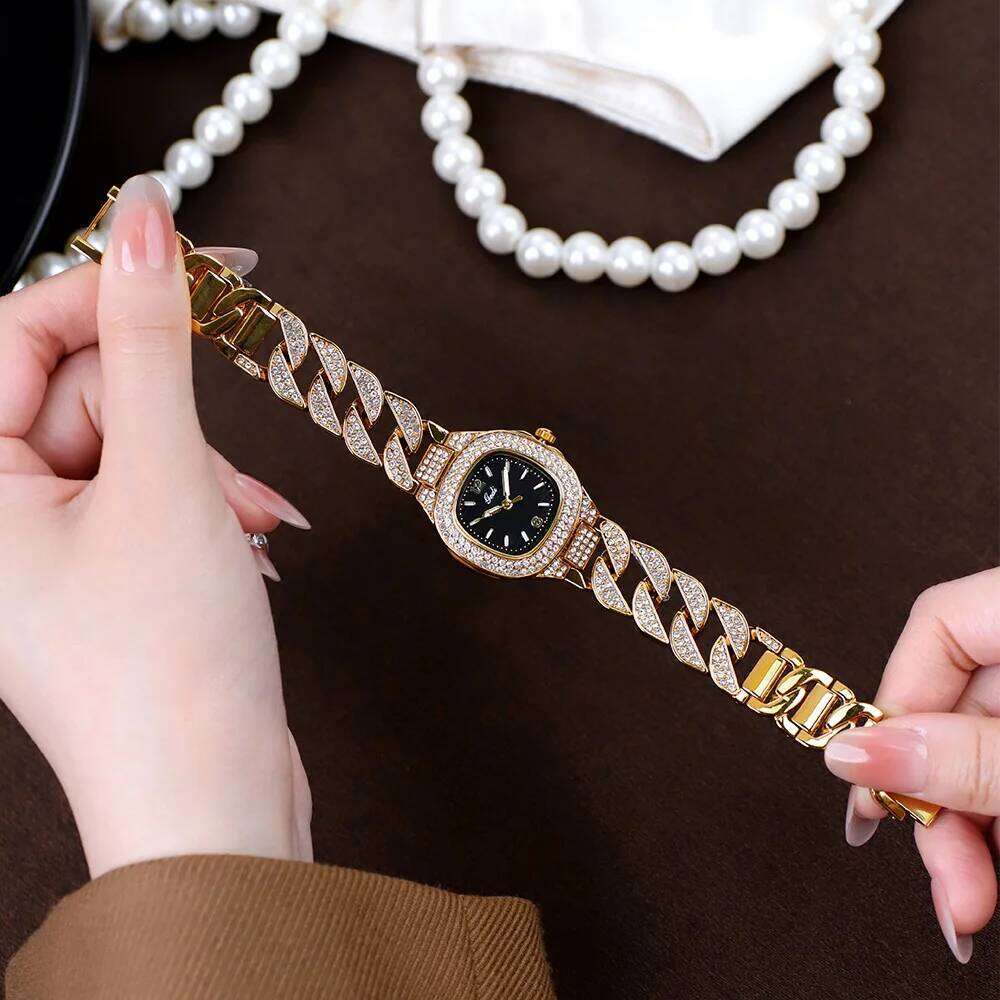 UTHAI CQ508 52103 Light exquisite full diamond women's fashion trend sparkling starry quartz H260228