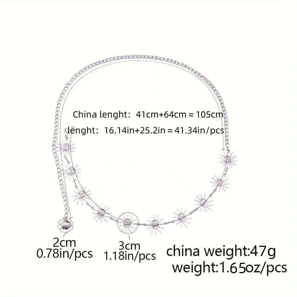 Fashion Sun Moon Stars Tassels Punk Waist Vintage Retro Double-deck Chain Belt Hip Hop Dress Cummerbands For Women H260228