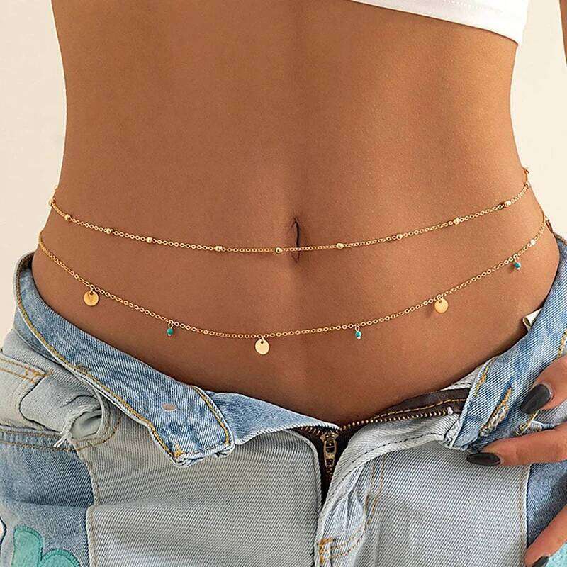 Sexy Double Thin Women's Waist Charming Butterfly Stainless Steel Belly Chain Summer Beach Bikini Body Jewelry H260228