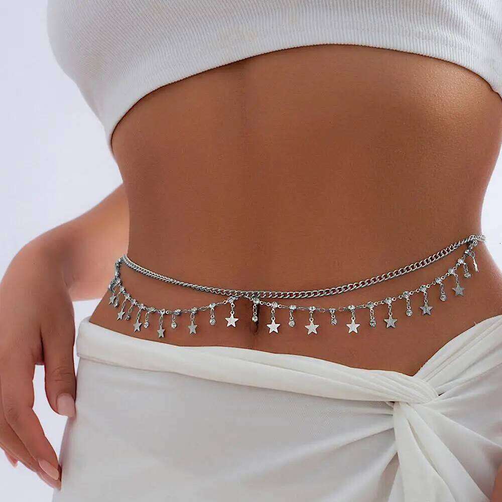 2025 New Fashion Punk Tassel Belly Chains for Waist Women Luxury Shine Sexy Body Chain Y2K Jewelry Minimalism Accessories H260228