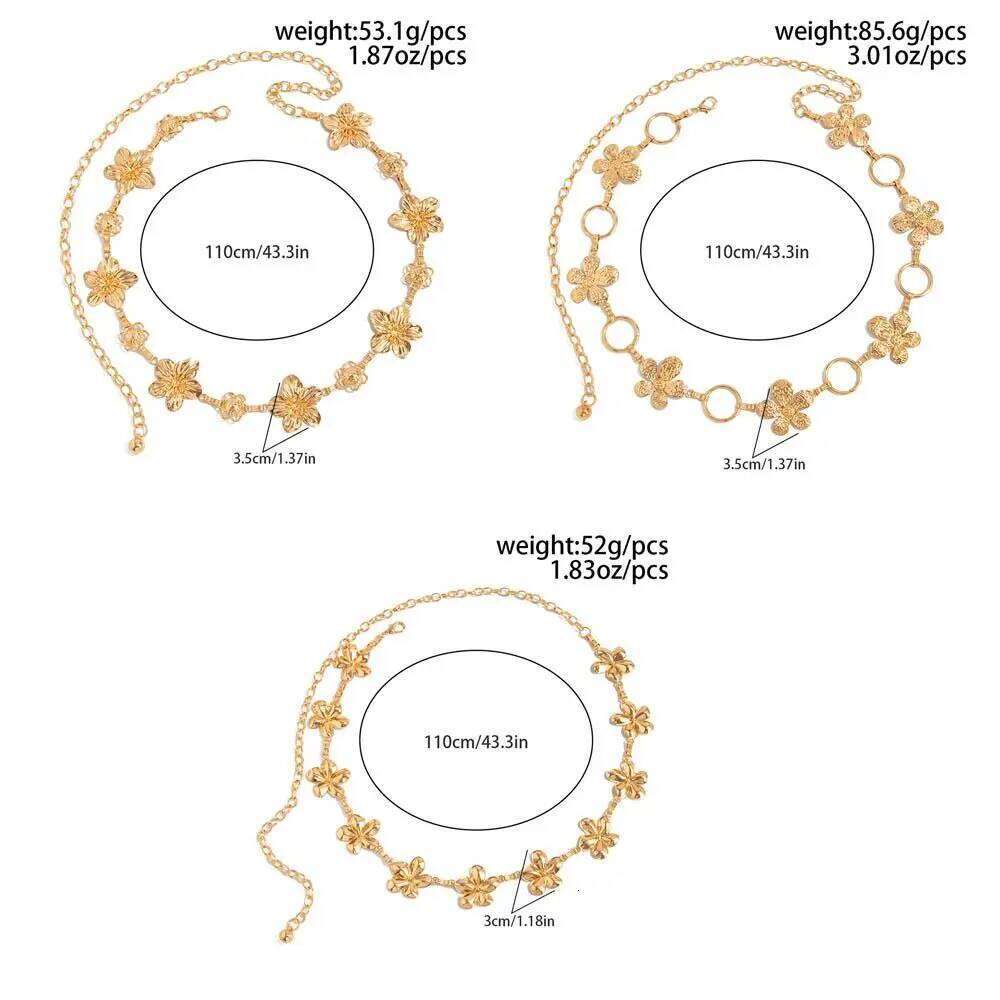 Fashion Alloy Flower Waist Ethnic Style Adjustable Sexy Ins Chain Belt Body Jewelry Accessories H260228