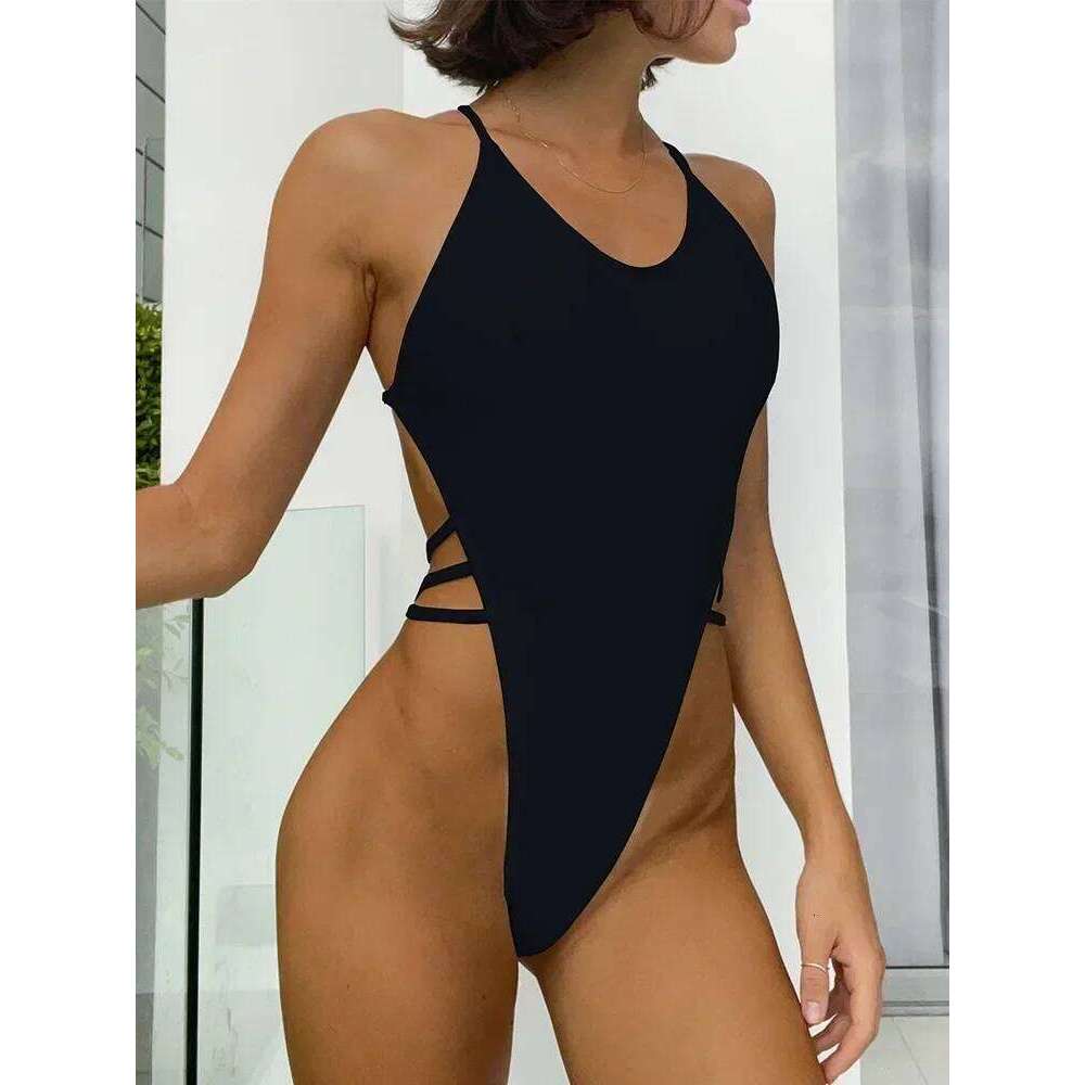 Sexy Criss Cross Backless Female Swimwear One Piece Swimsuit Women Extreme String Thong Monokini High Cut Bathing Suit Swim Lady Z260301