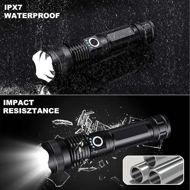 High Power Rechargeable LED Tactical Flashlight Aluminum Alloy Telescopic Zoom Torch Lamp for Outdoor Camping Fishing Z260301