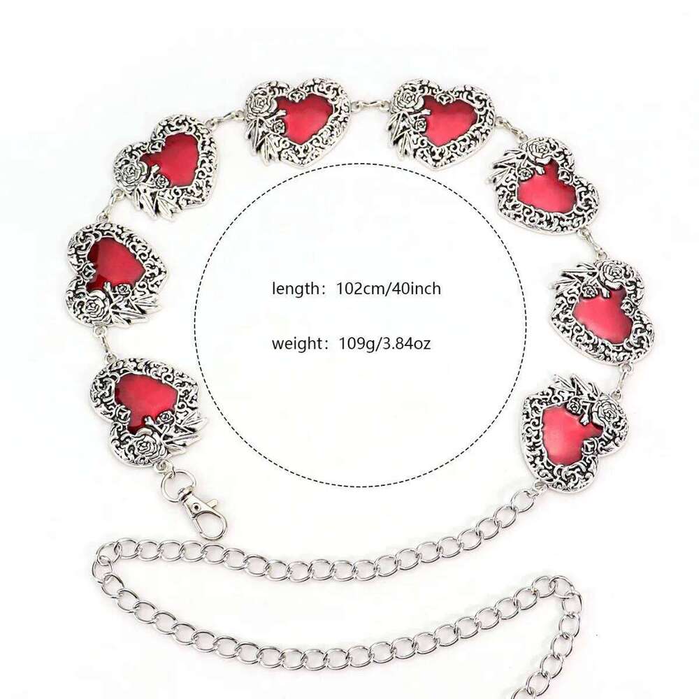 Fashion Adjustable Heart Turquoise Metal Waist Chain Trendy Clothing Matching Belt Retro Versatile H260228