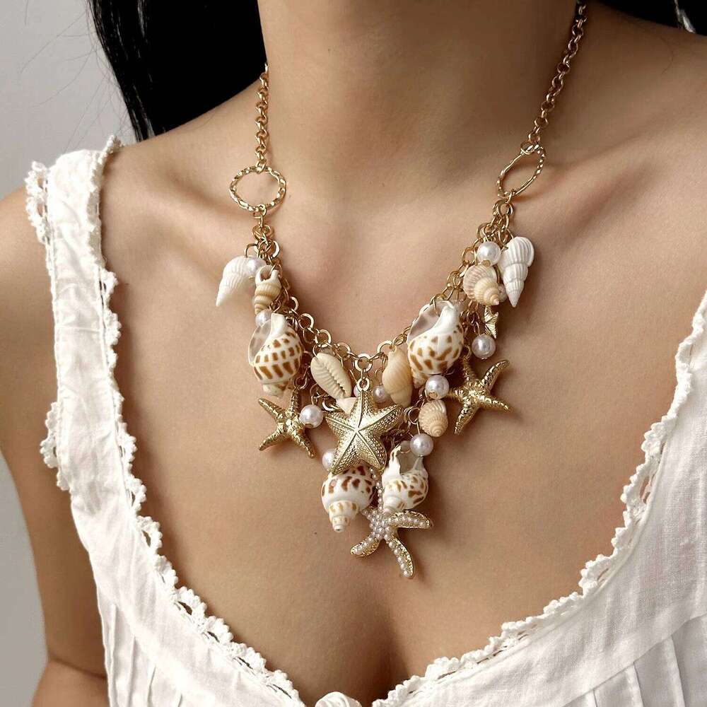 New Summer Beach Shell Waist Necklace Bracelet Bohemian Seaside Vacation Starfish Conch Pendant Body Chain H260228
