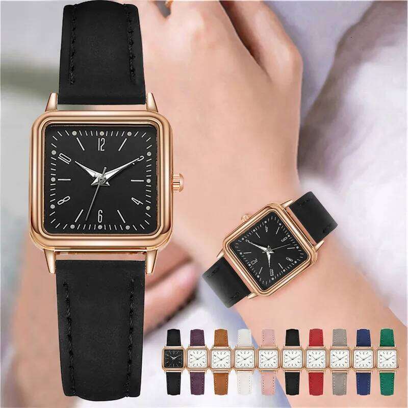 Women es Fashion Square Arabic Dial Quartz Casual Leather Strap Ladies Wristes Clock Gift Reloj Mujer H260228