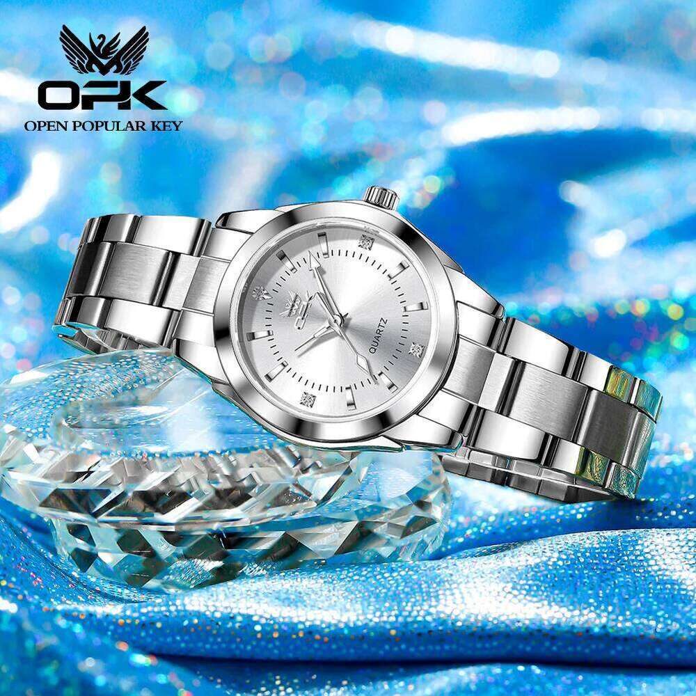 OPK brand luminous waterproof three-pin real nail scale steel belt ladies quartz 6002 H260228