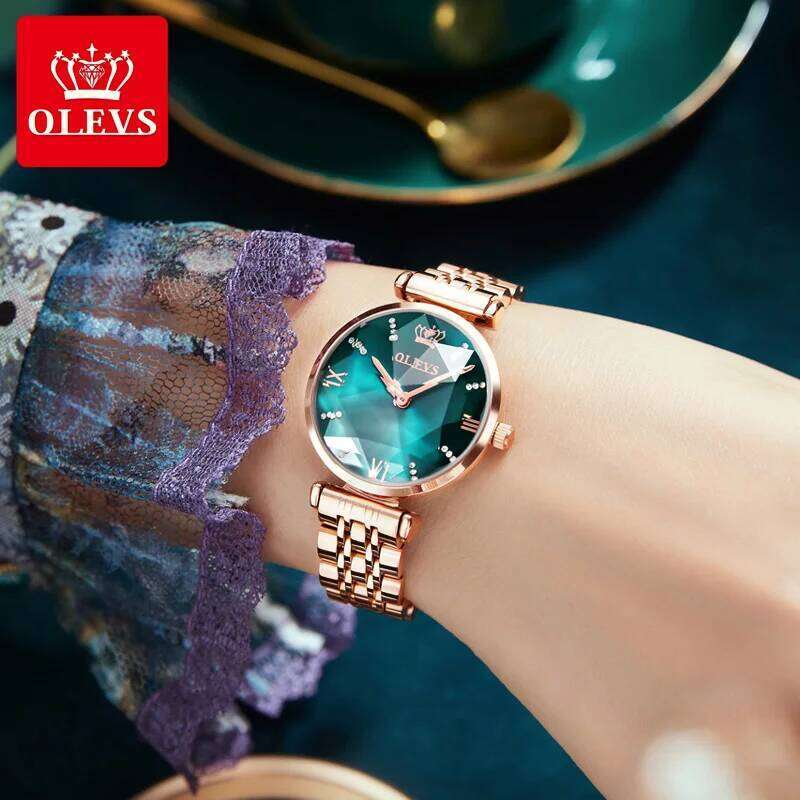 OLEVS New Luxury Jewel Quartz es Waterproof Stainless Steel Strap For Women Fashion Date Clock Diamond Mirror H260228