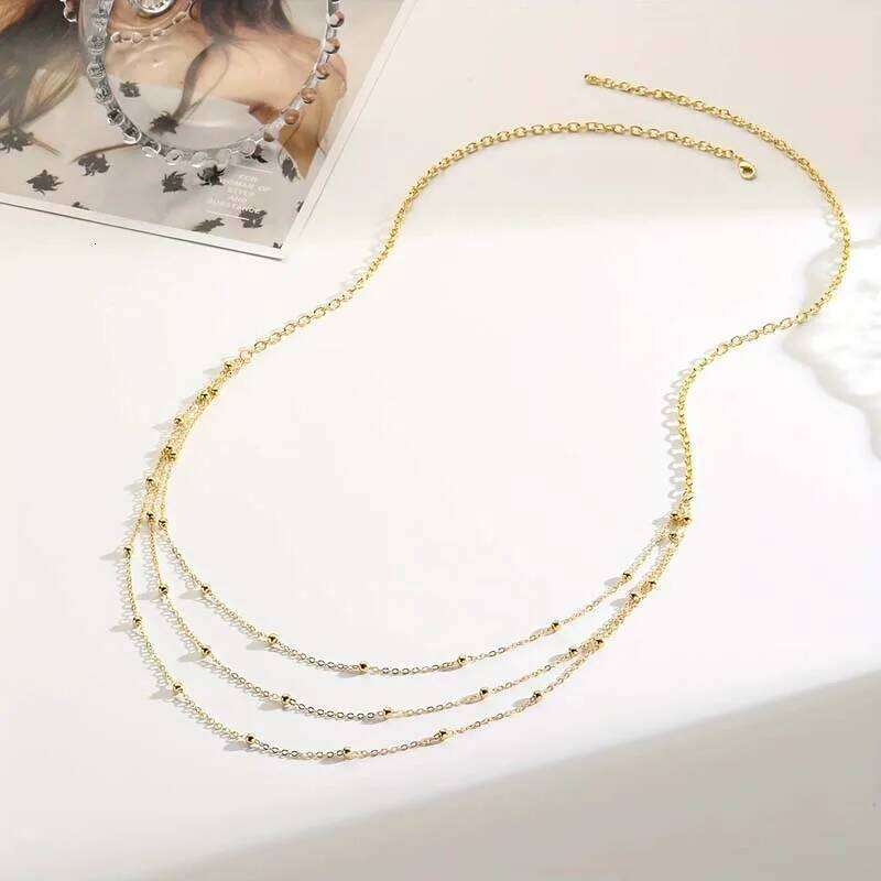 Fashion Metal Multilayer Beaded Waist for Women New Simple Gold Color Three Layer Tassel Belly Chain Beach Jewelry Gifts H260228