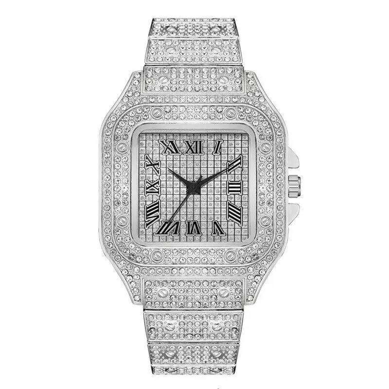Diamond Men Women Gold Ladies Wrist Luxury Rhinestone Unisex es Female Clock 2024 New H260228
