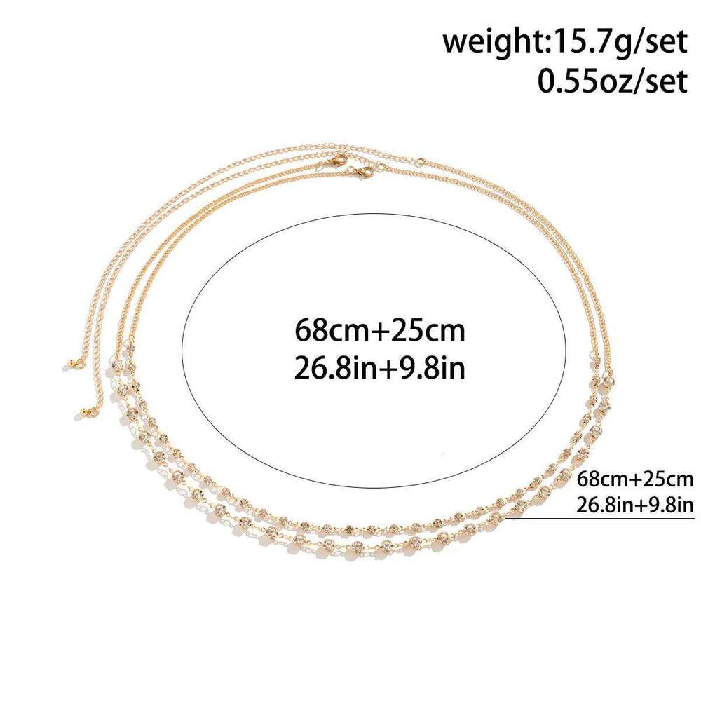 Retro Simple Sweet Luxury Shining Crystal Waist Chain 2025 Multi layer Gold Color Metal Girl Fashion Charm Jewelry H260228