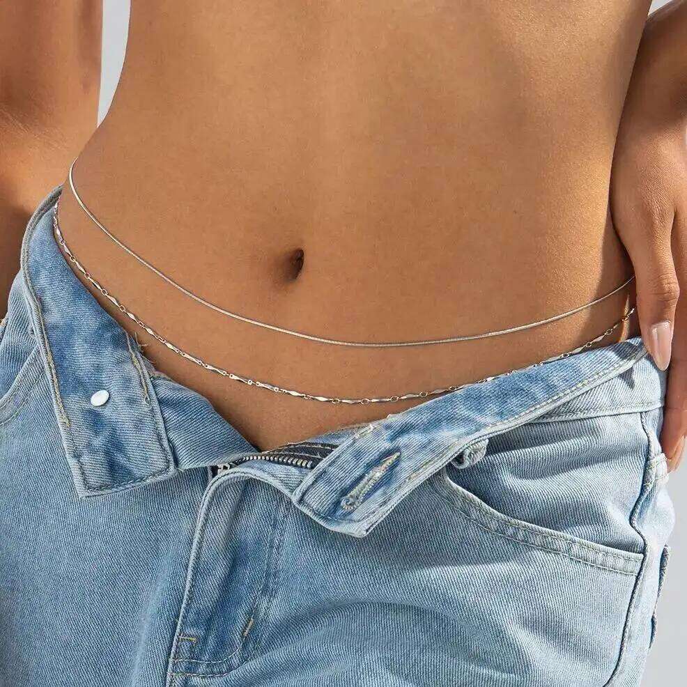 Ingemark 6 Styles Sexy Boho Snake Thin Chain Waist Belt for Women Summer Bikinis Simple Adjustable Belly Beach Body Jewelry Gift H260228