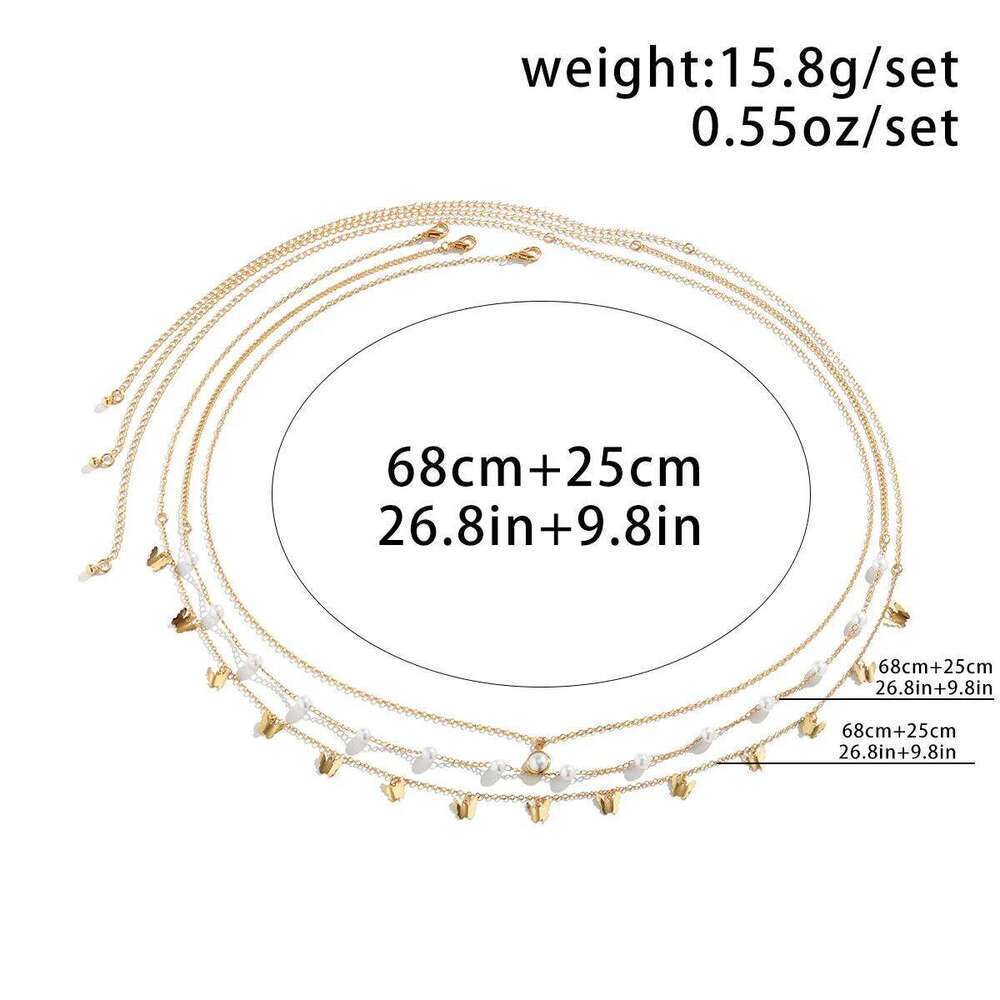 Retro Cute Butterfly Imitation Pearl Tassel Pendant Waist Chain 2025 Multi Layer Sweet Gold Color Metal Girl Fashion Jewelry H260228