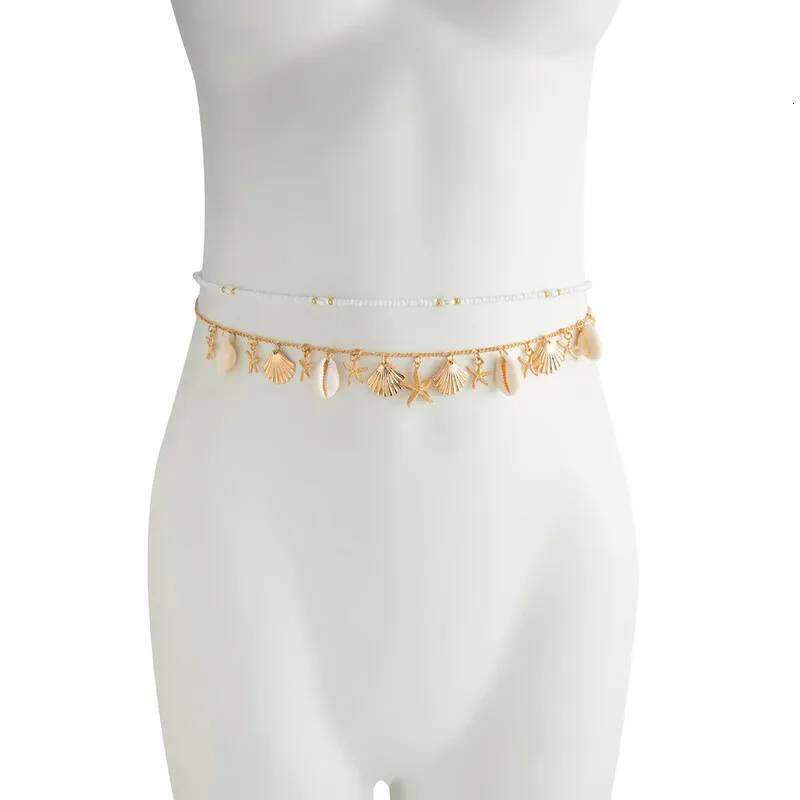 Hot Selling Multilayer Starfish Shell Pendant Hollow Out Alloy Waist Beach Bikini Body Chain H260228