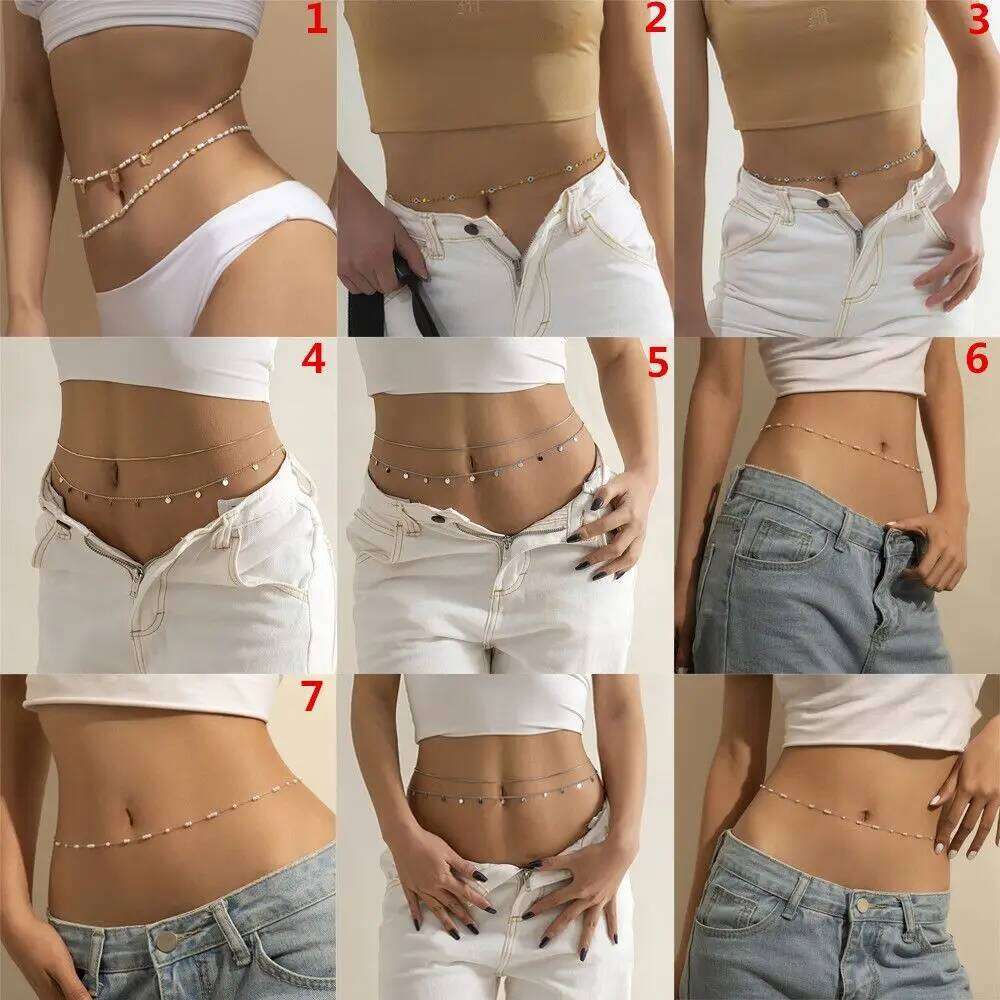 Women Bikini Crossover Bohemian Style Belly Waist Chain Wear Body Jewelry H260228
