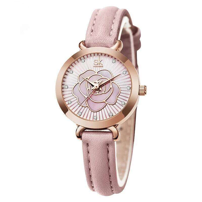 Women Brand New White Leather Montre Femme Elegant Colorful Flower Dial es Japan Movement Quartz H260228