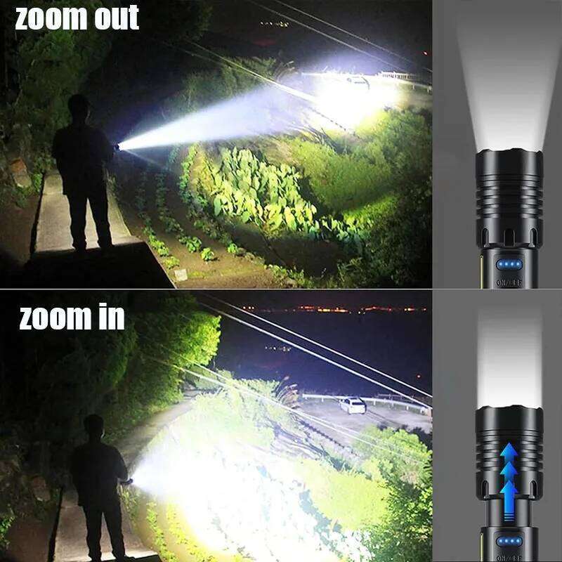 Super Powerful LED With Side Lights High Power Torch Light Tactical Flashlight Type C Rechargeable Camping Lamp Z260301