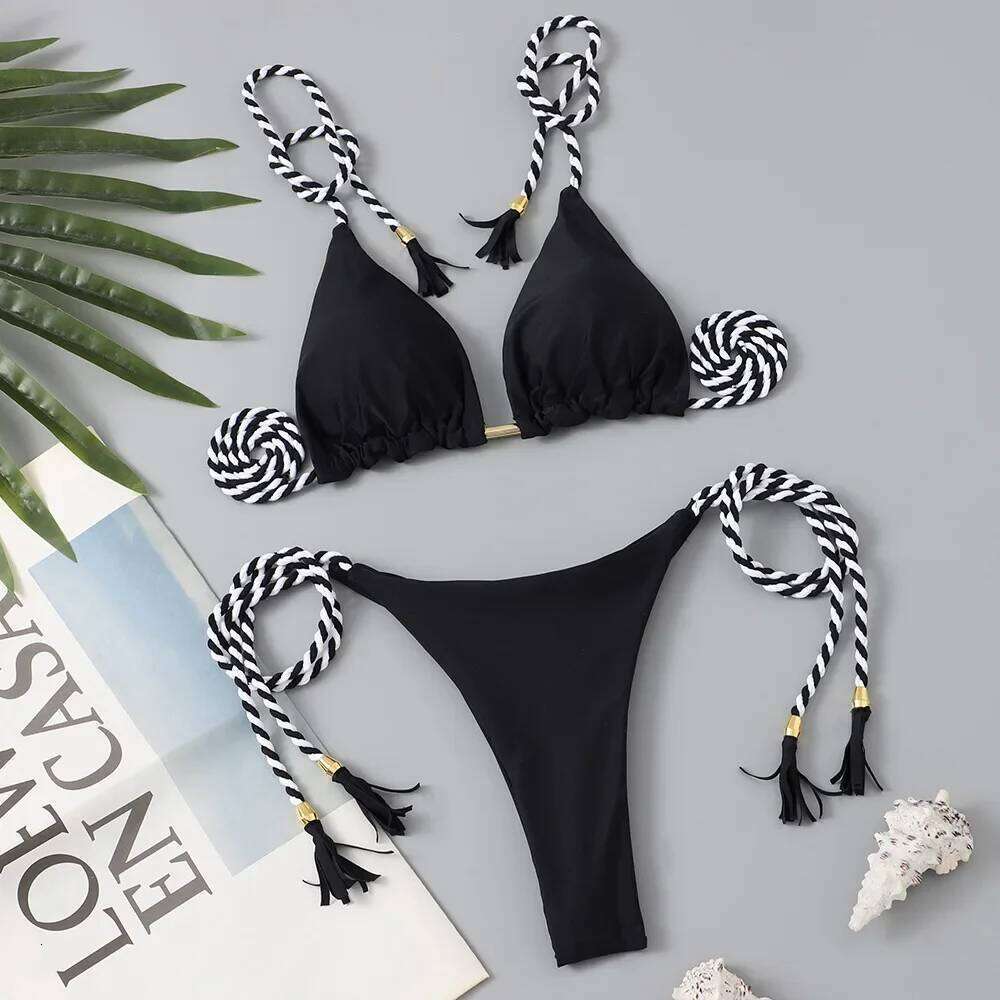 Set Zebra Leopard Print Sexy Girl Bikini Triangle Halter Lace Pleated Swimwear Brazilian Beach Vacation Swimsuit Women Z260301