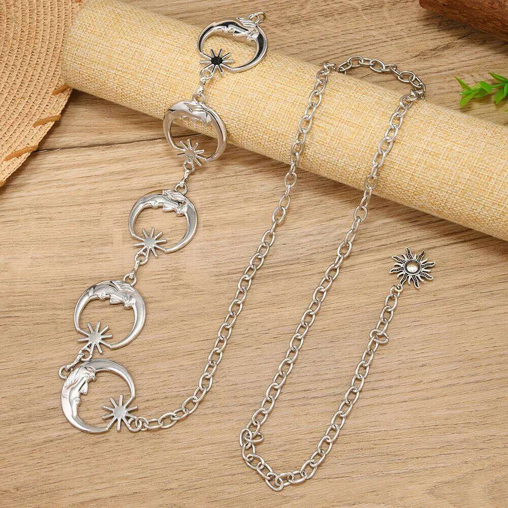 Bohemian Moon Hollow Waist Chain, Y2K Trend Fringe Dress Necklace for Women, Adjustable Body Belt and Bustier Jewelry H260228