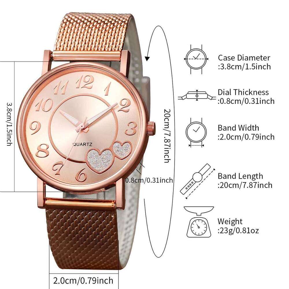2PCS/Set Fashion Heart Dial Women's Quartz Plastic Band Analog es SetWithout Box H260228