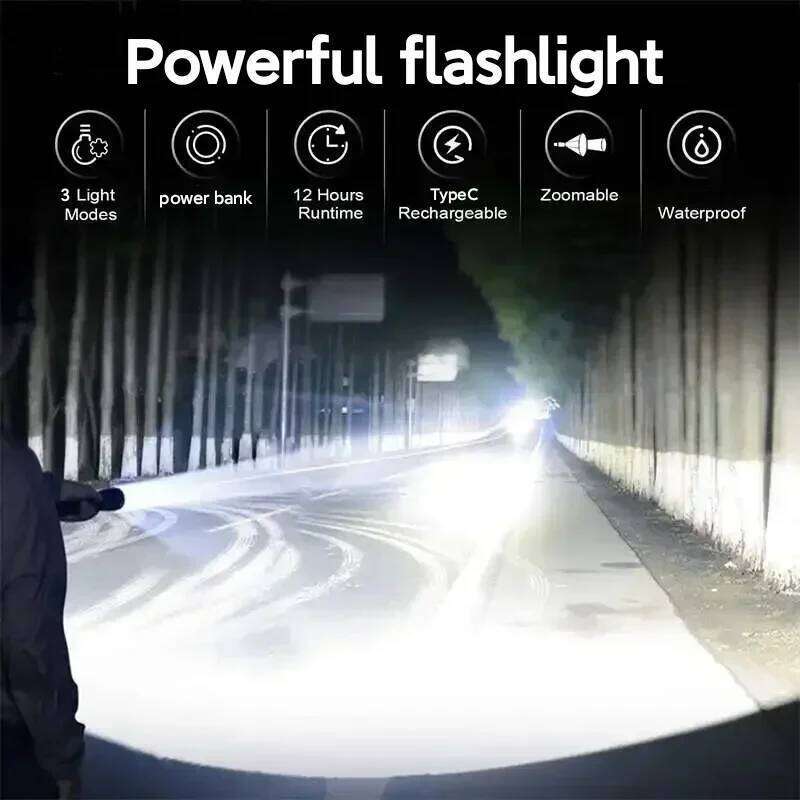 High Power 1000000LM Powerful Flashlight Portable USB Rechargeable Led Lamp 2000mah Emergency Camping Torch Z260301