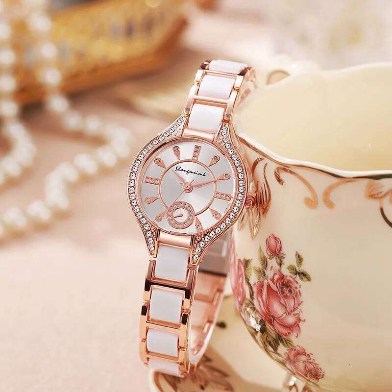 1/2PCS Elegant Women es Rhinestone Dial Analog Quartz Wrist for Ladies Fashion Gift Reloj Mujer H260228