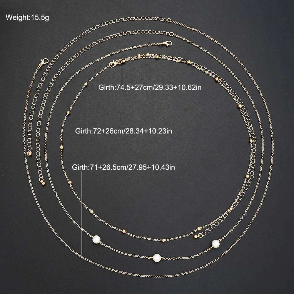 3Pcs Simple Boho Bikini Belly Chains for Women Sexy Gold Silver Color Imitation Pearl Waist Trendy Summer Beach Body Chain H260228